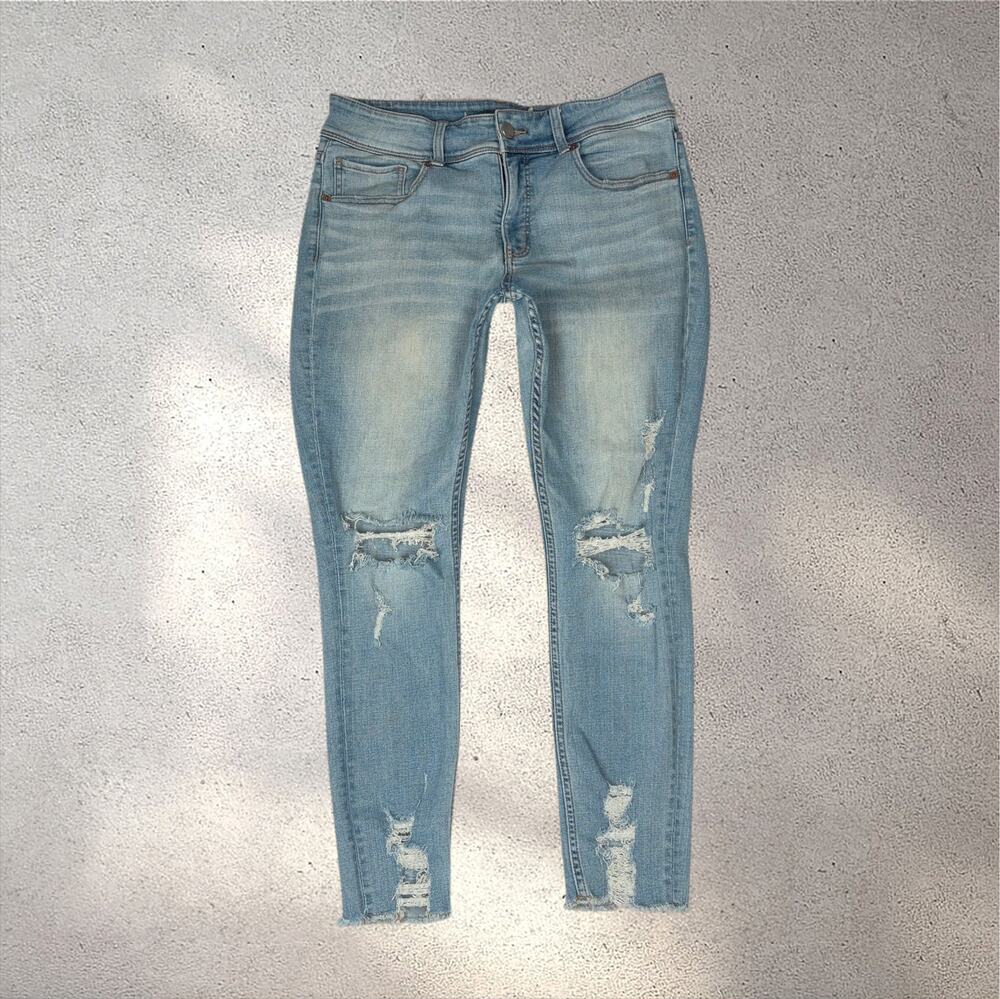 BKE Gabby Jeans Women’s 28 Light Wash Mid Rise Distressed Skinny Stretch ABK575A